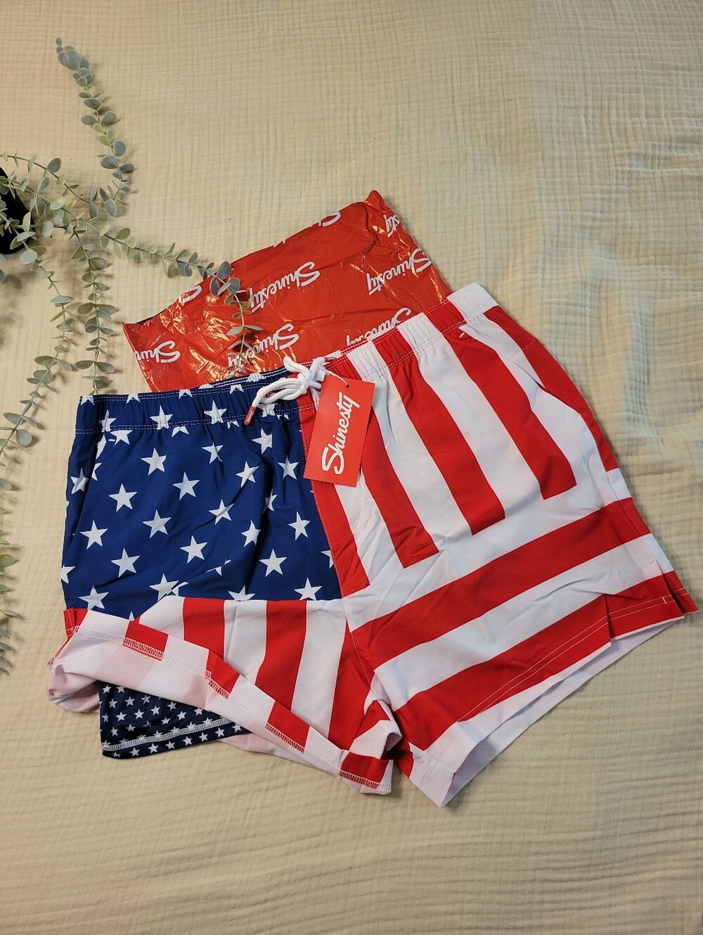 Shinesty Ball Hammock American Flag Swim Trunks - Red, White & Blue